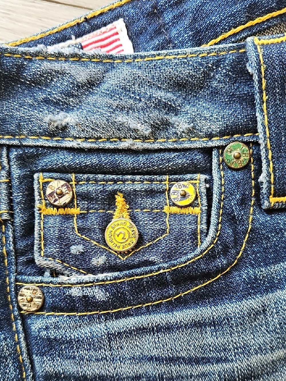 Y2K True Religion Low Rise Billy Skull Tab Roses Jeans, Sz 23 - Picture 9 of 16